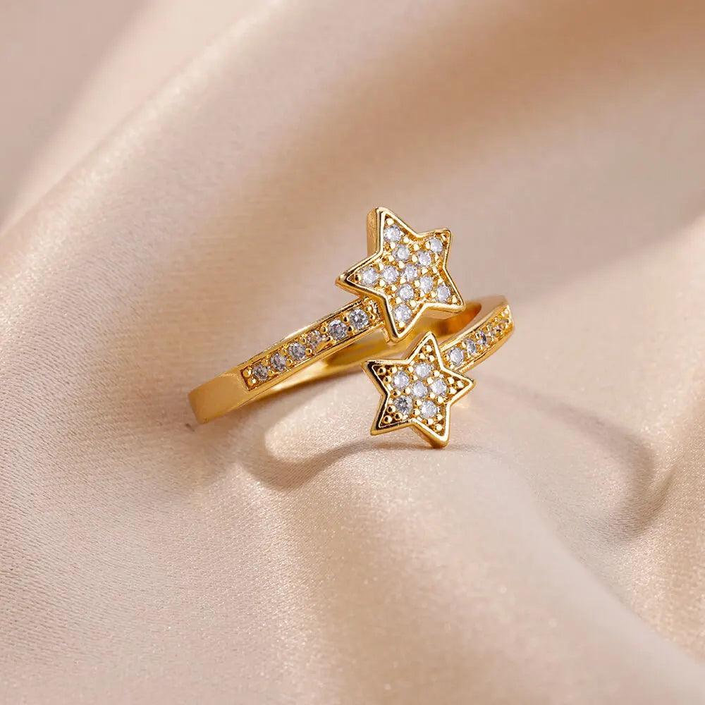 Double Star Zircon Ring - DAMYINSIDE