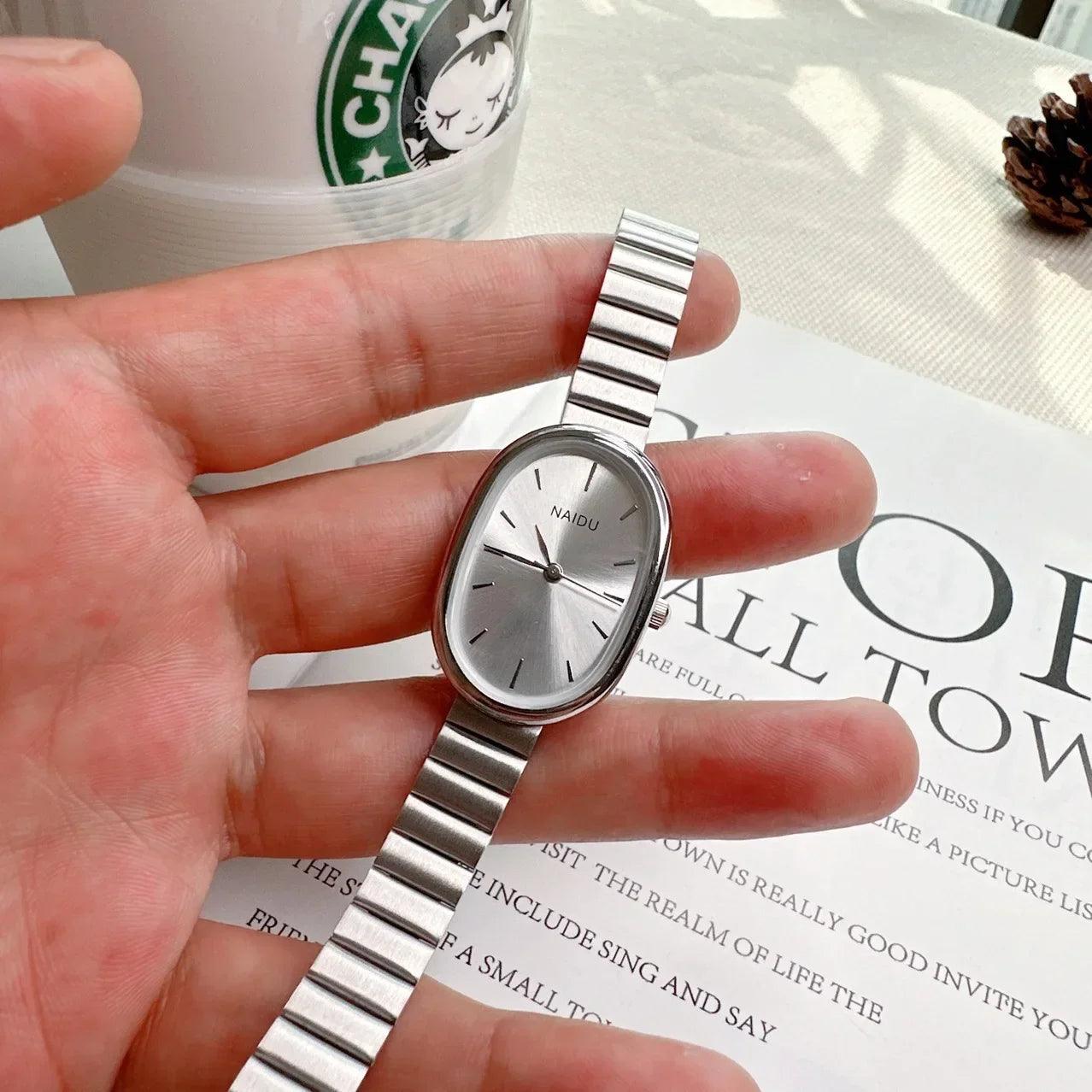 Luxury Oval Quartz Watch Stainless Steel - DAMYINSIDE