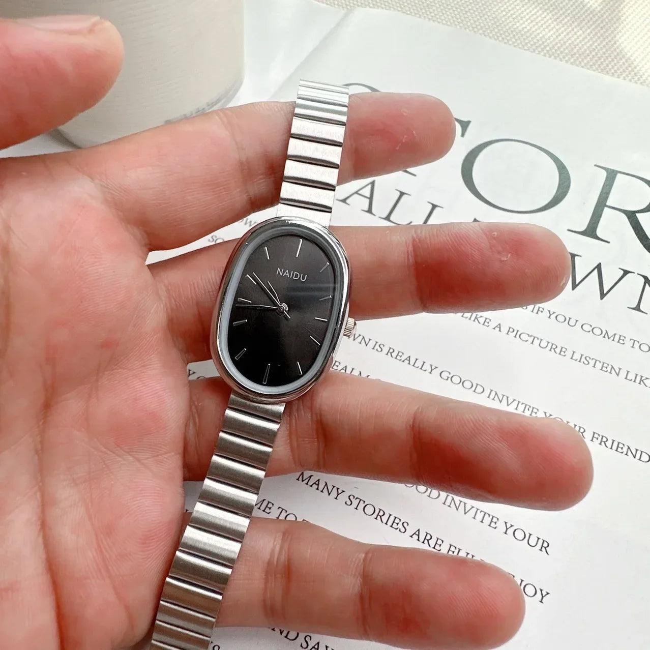 Luxury Oval Quartz Watch Stainless Steel - DAMYINSIDE