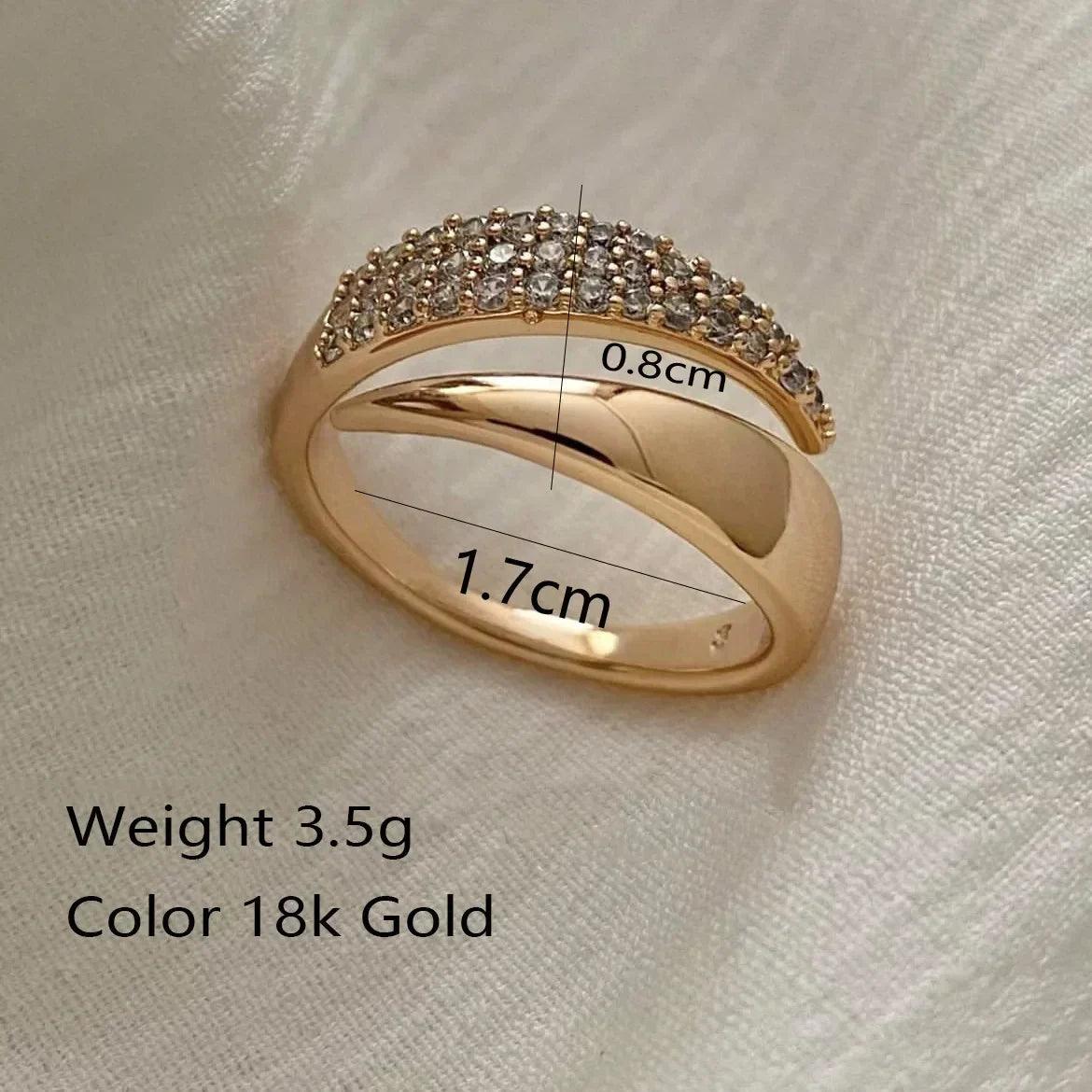 18K Gold Plated Women's Stone Ring - DAMYINSIDE